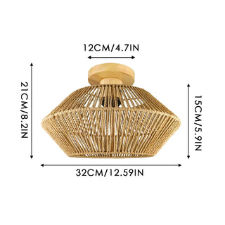 Otero - Natural Rattan Bamboo Octahedron Hanging Pendant Ceiling Light