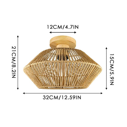 Otero - Natural Rattan Bamboo Octahedron Hanging Pendant Ceiling Light