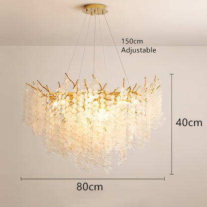 Layne - Glass Gold Tree Hanging Flower Petal Ceiling Light Chandelier