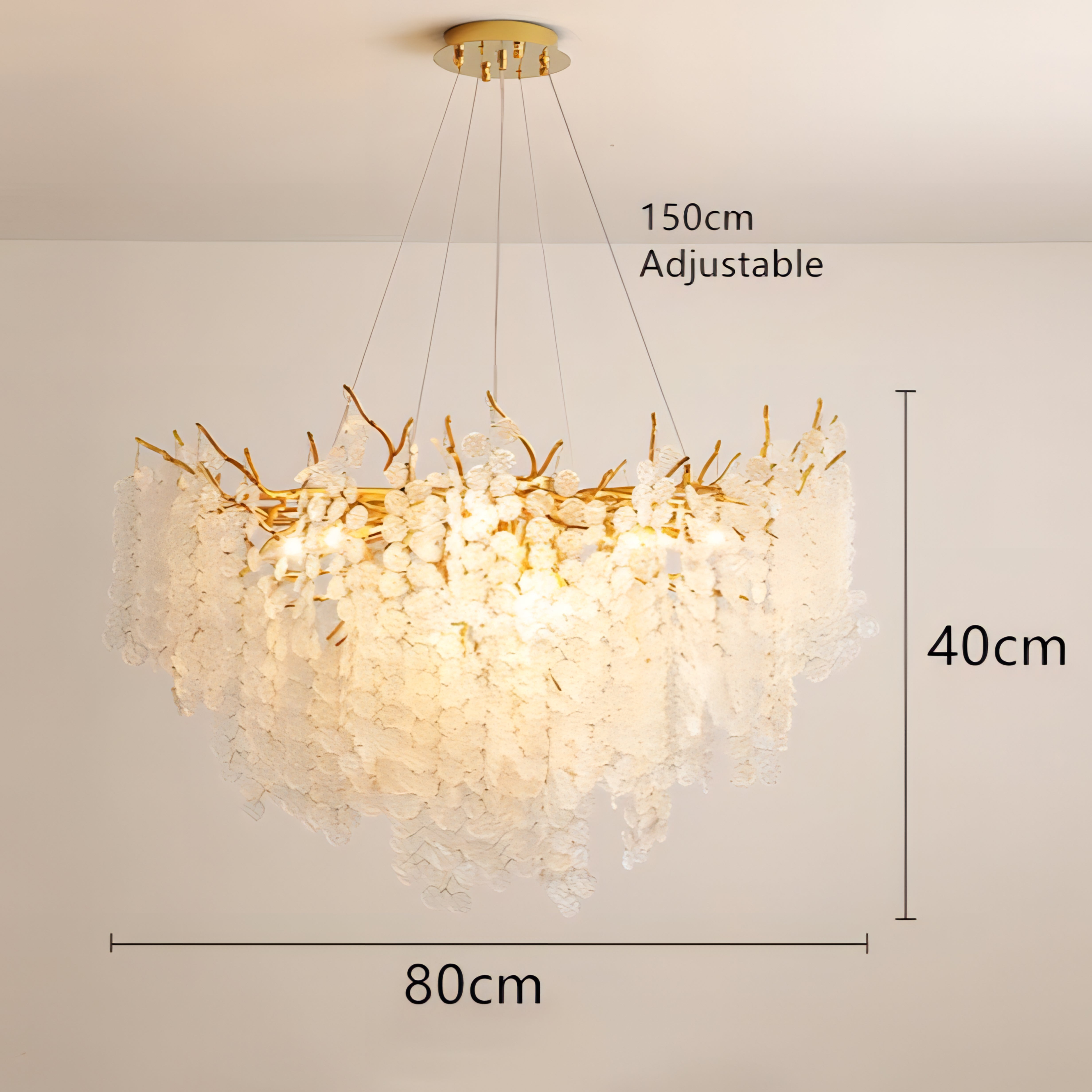 Layne - Glass Gold Tree Hanging Flower Petal Ceiling Light Chandelier