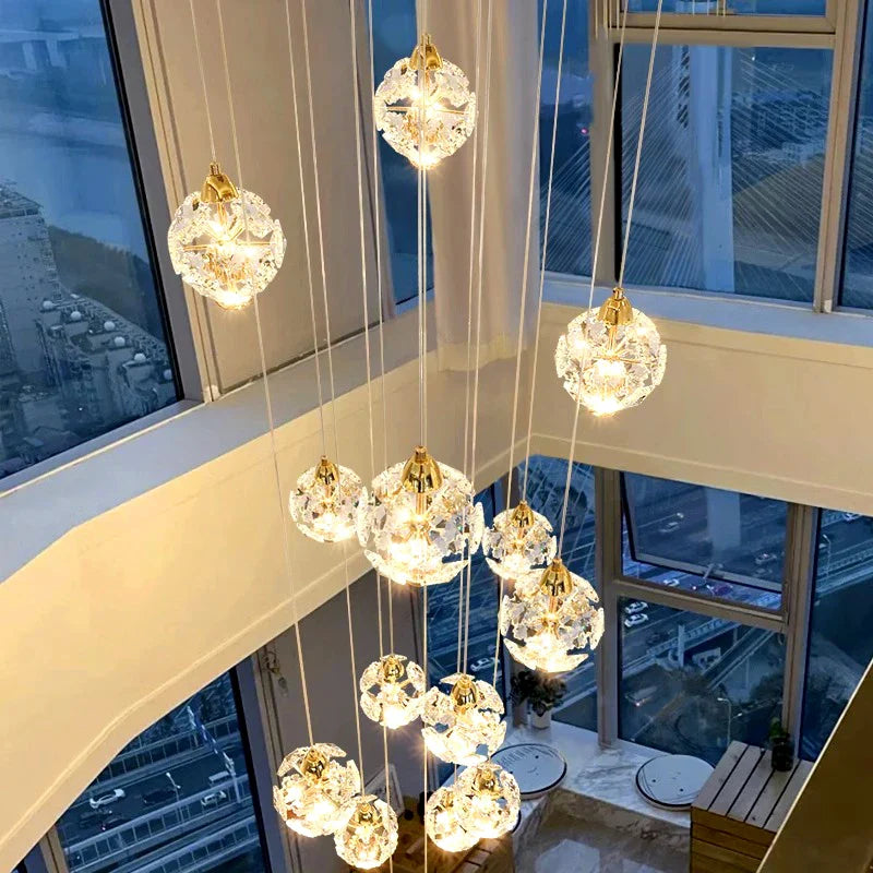 Percy - Hanging Crystal Gold Flower Ceiling Chandelier