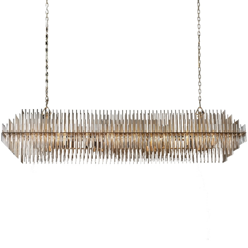 Gizella - Bronze Retro Spike Rectangle Hanging Tiered Chandelier