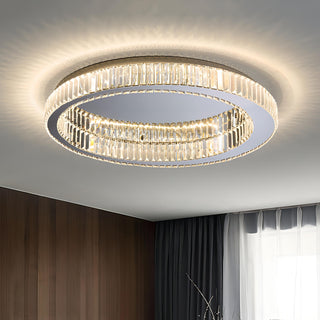 Mac - Crystal Glass Round Modern Semi-Flush Ceiling Light Chandelier