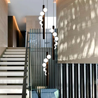 Clive - Modern Multi Head Curved Ball Strip Hanging Chandelier