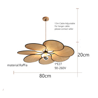 Fournier - Round Flower Wicker and Rattan Pendant Ceiling Light