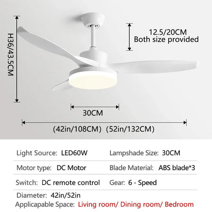 Johana - Modern 3-Blade Ceiling Fan with Integrated Round LED Light