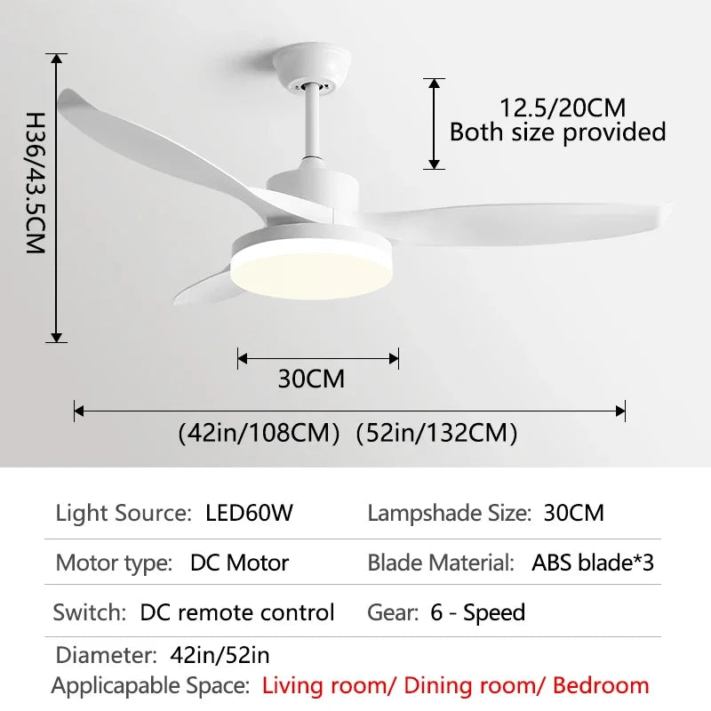 Johana - Modern 3-Blade Ceiling Fan with Integrated Round LED Light