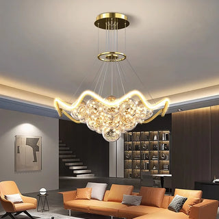 Jaron - Golden Multi Ball Hanging Glass Ceiling Light Chandelier