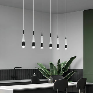 Riza - Modern Hanging Cone Glass Striped Pedant Ceiling Light