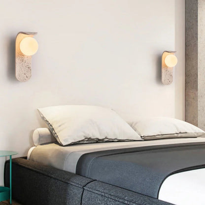 Noah - Yellow Cave Stone Wall Light White Glass LED