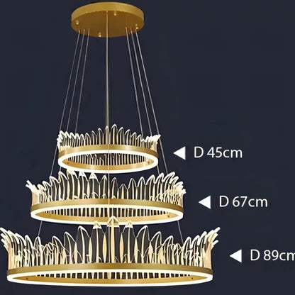 Rory - Hanging Curved Transparent Leaf Gold Ceiling Chandelier