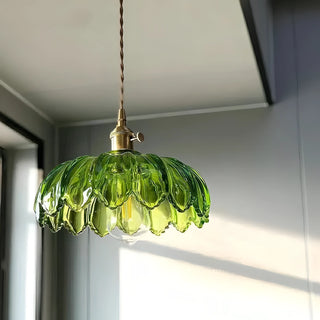 Randi - Vintage Coloured Glass Flower Hanging Pendant Ceiling Light