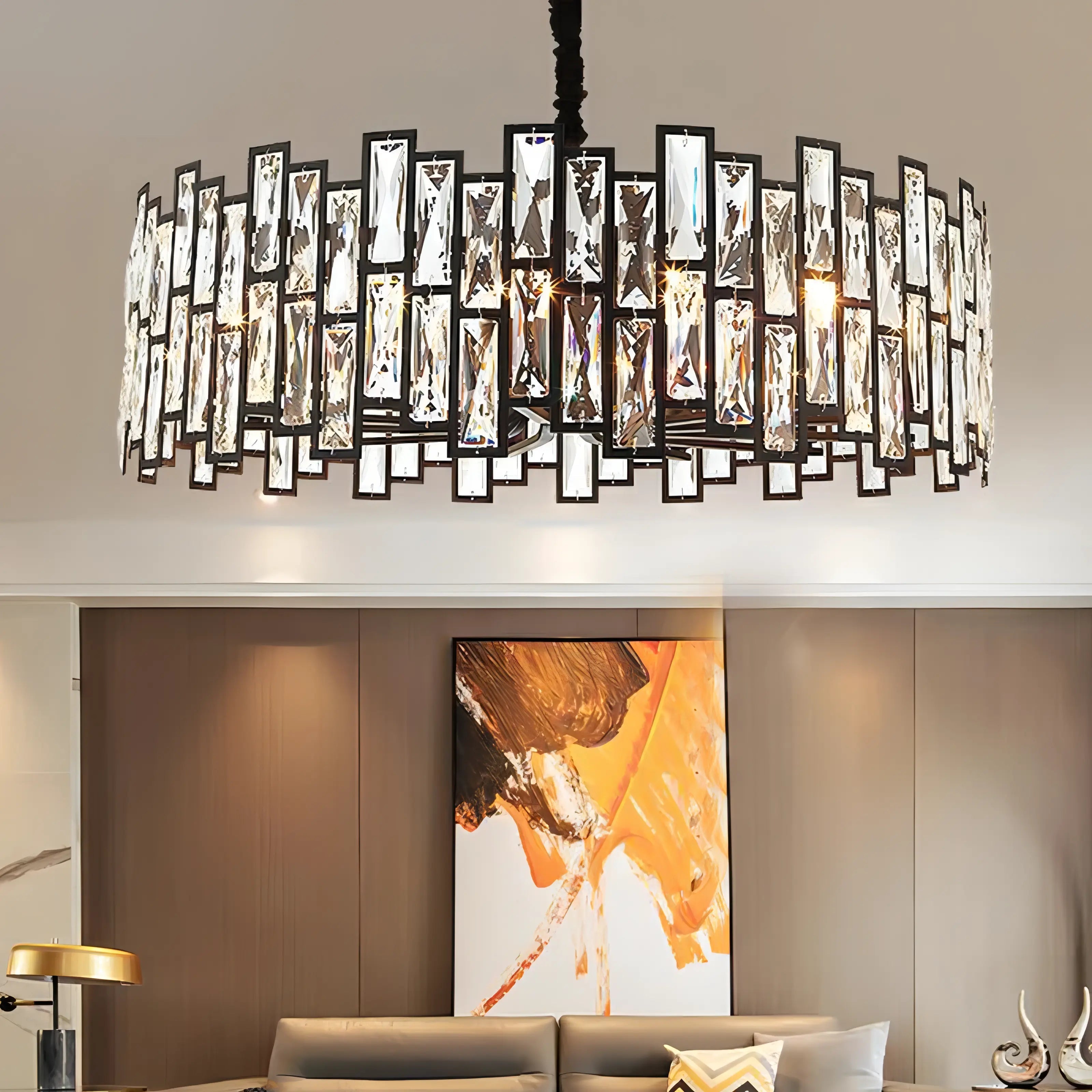 Ellington - Black Round Tiered Glass Ceiling Chandelier