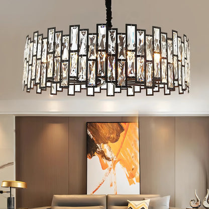 Ellington - Black Round Tiered Glass Ceiling Chandelier