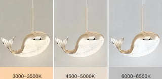 Rondio - Gold Dolphin/Whale Pendant Hanging Ceiling Light