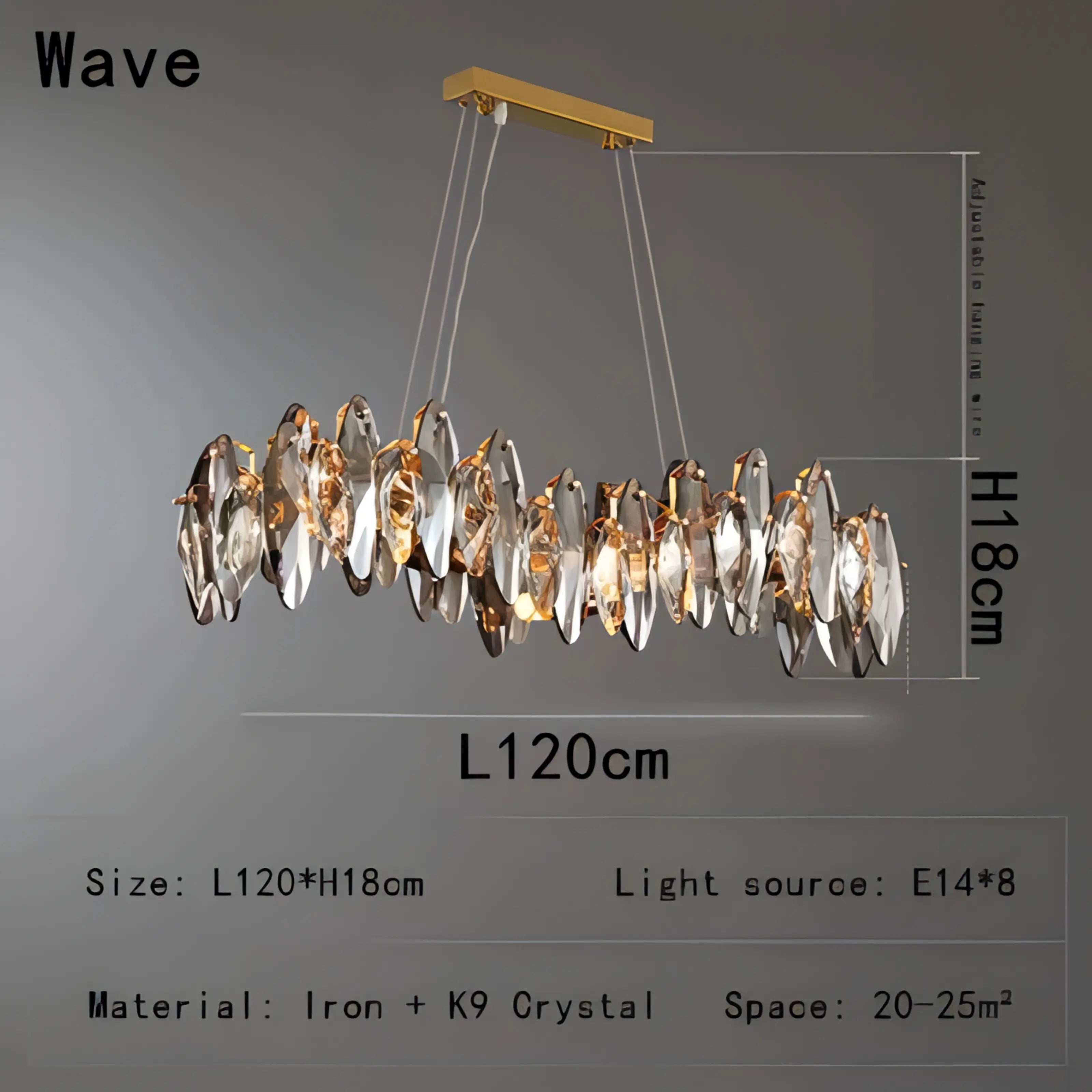 Annelie - Smoked Transparent Crystal Ceiling Chandelier