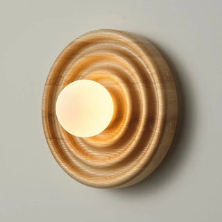 Bobby - Round Circular Wooden Bumped Wall Light