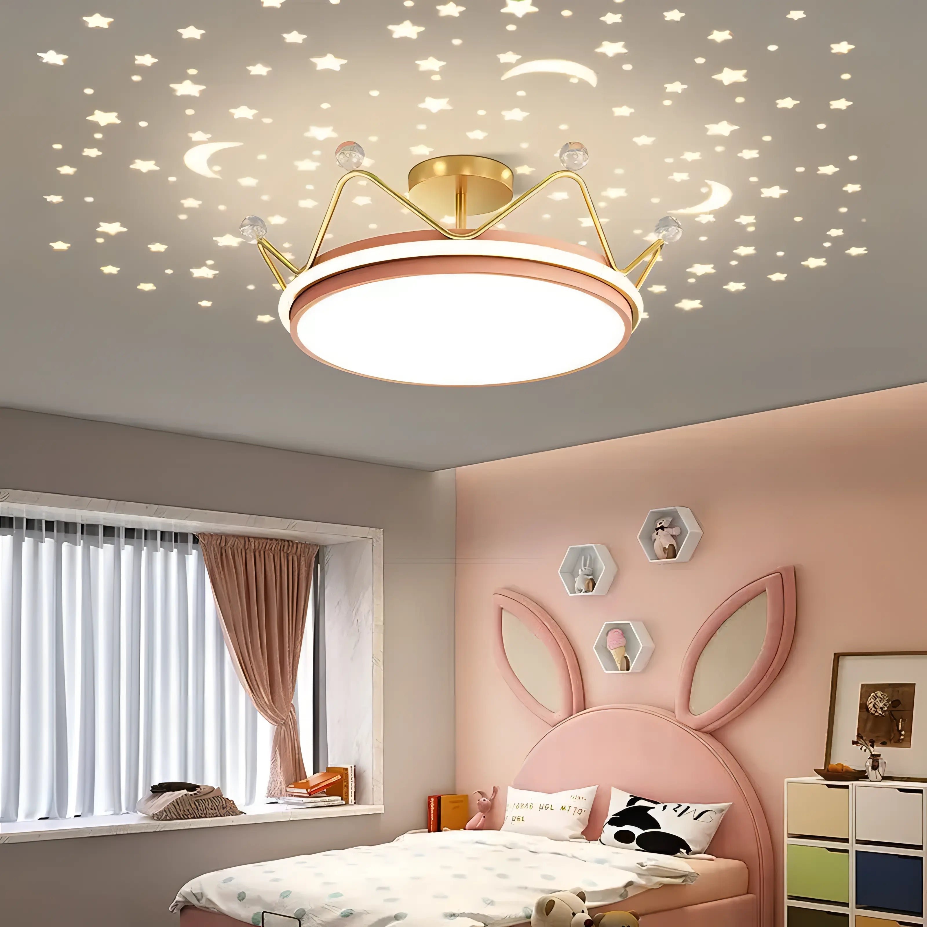 Makaylah - Reflecting Star Round LED Moon Children's Ceiling Light