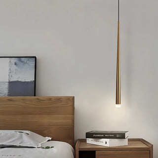 Amalia - Narrow Cylindrical Metallic Hanging Pendant Ceiling Light