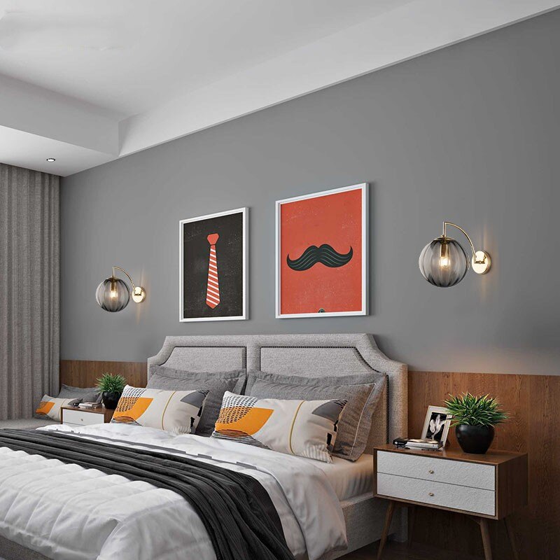 Bahadur - Glass Coloured Ball Shade Gold Wall Light