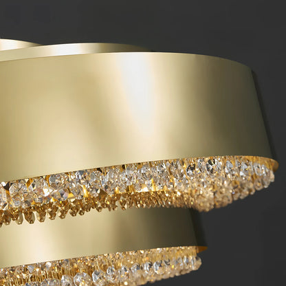 Manda - Crystal Gold Bead Rectangle Ceiling Chandelier