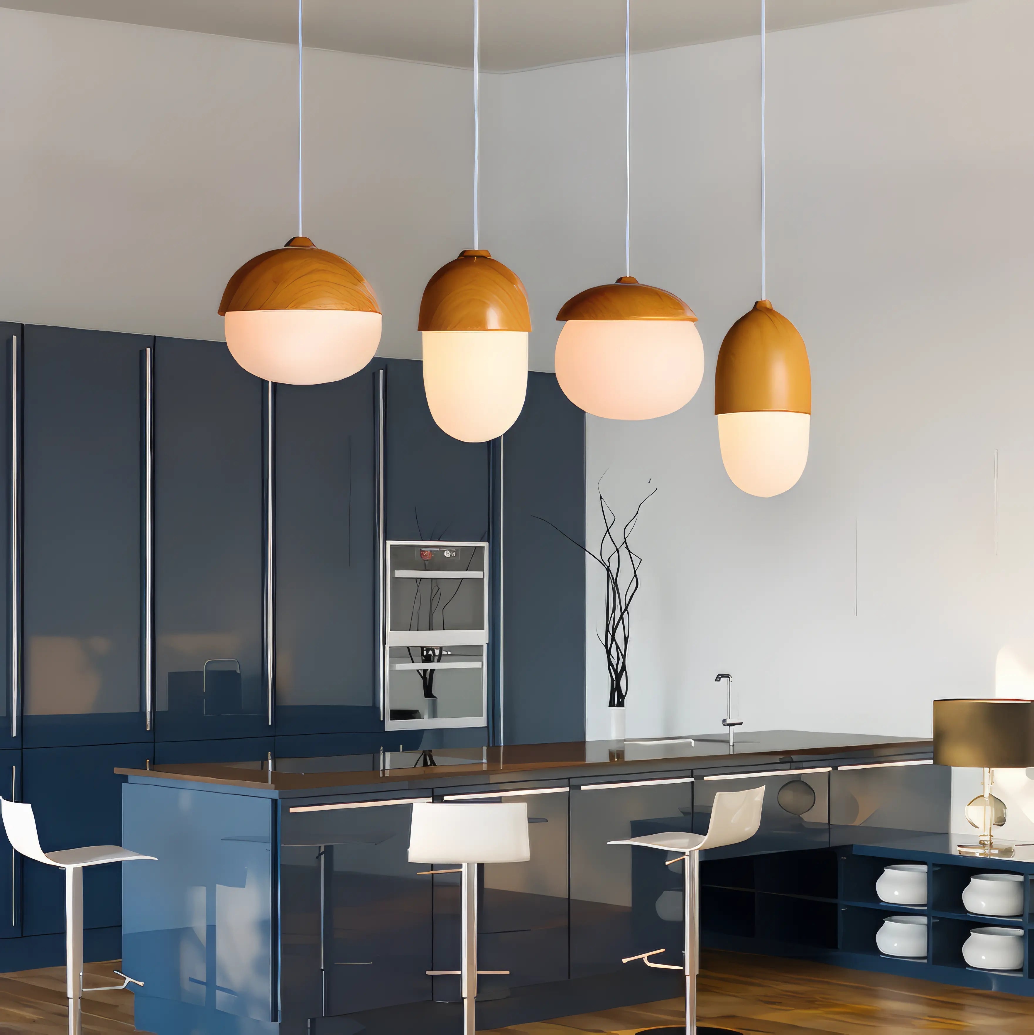 Delia - Modern Scandinavian Wooden Round Hanging Pendant Ceiling Light