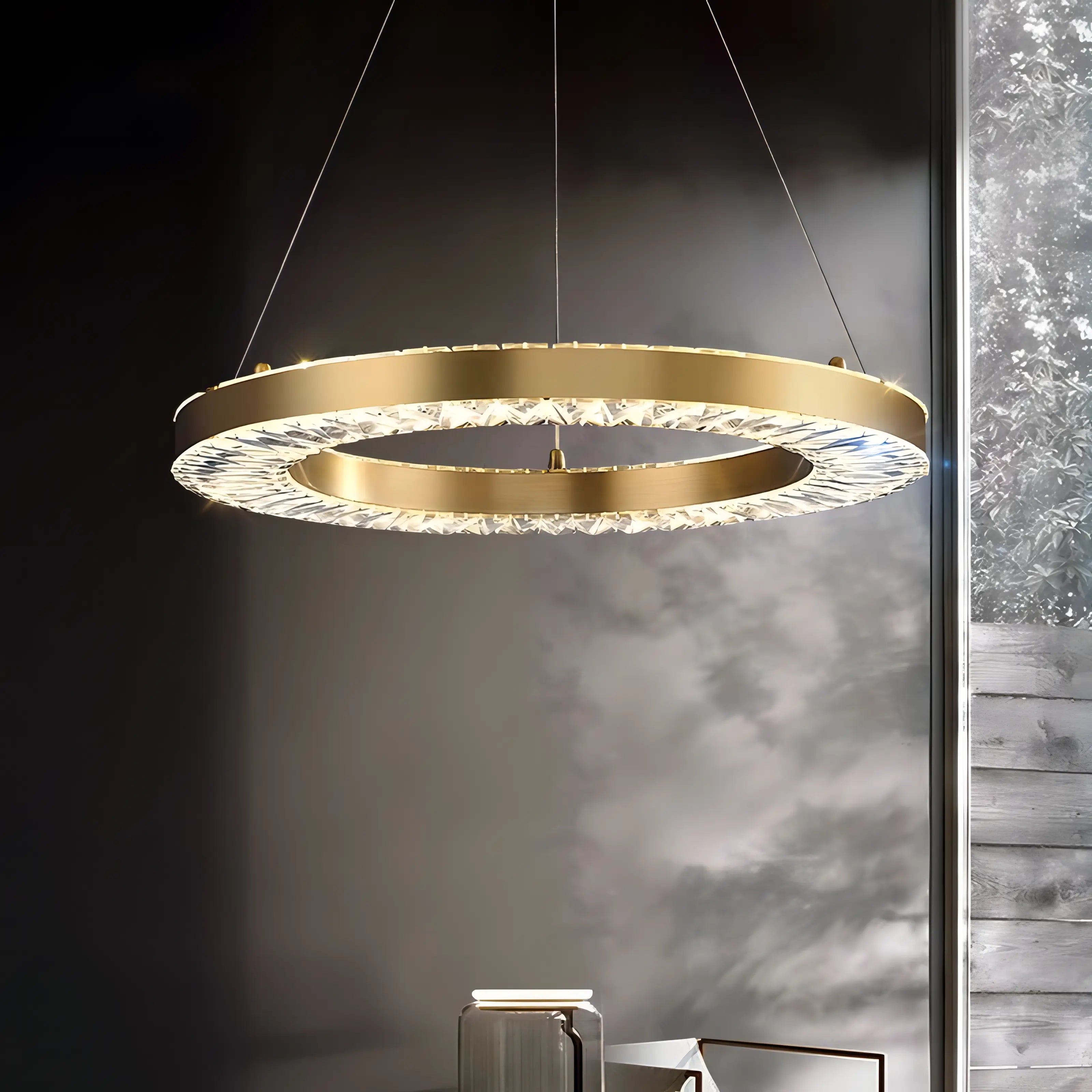 Jill - Modern Round Tiered Patterned Glass Ceiling Chandelier