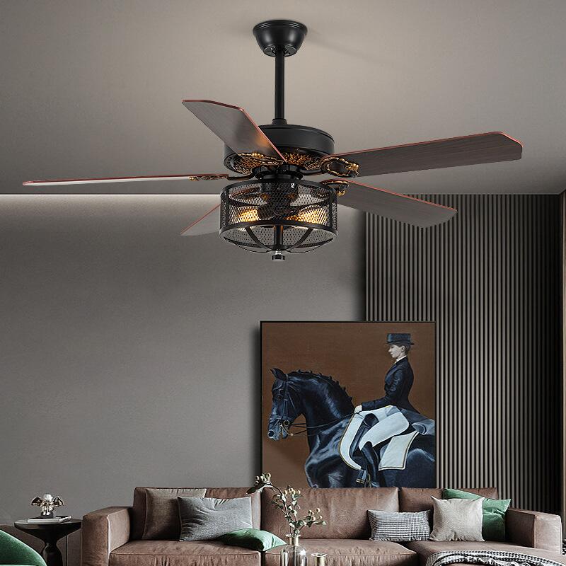 Emre - Wooden Blade Crystal Light Ceiling Fan