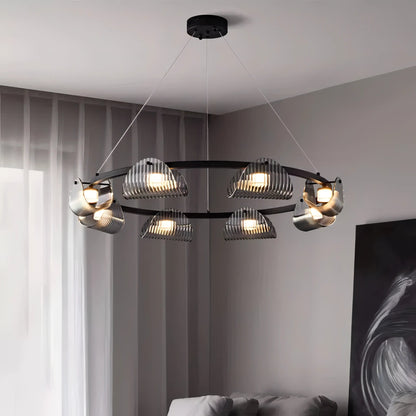 Sofie - Modern Grey Patterned Glass Ceiling Chandelier