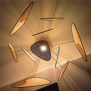 Gavi - Leaf Grid Rattan Multi Head Ceiling Light Chandelier