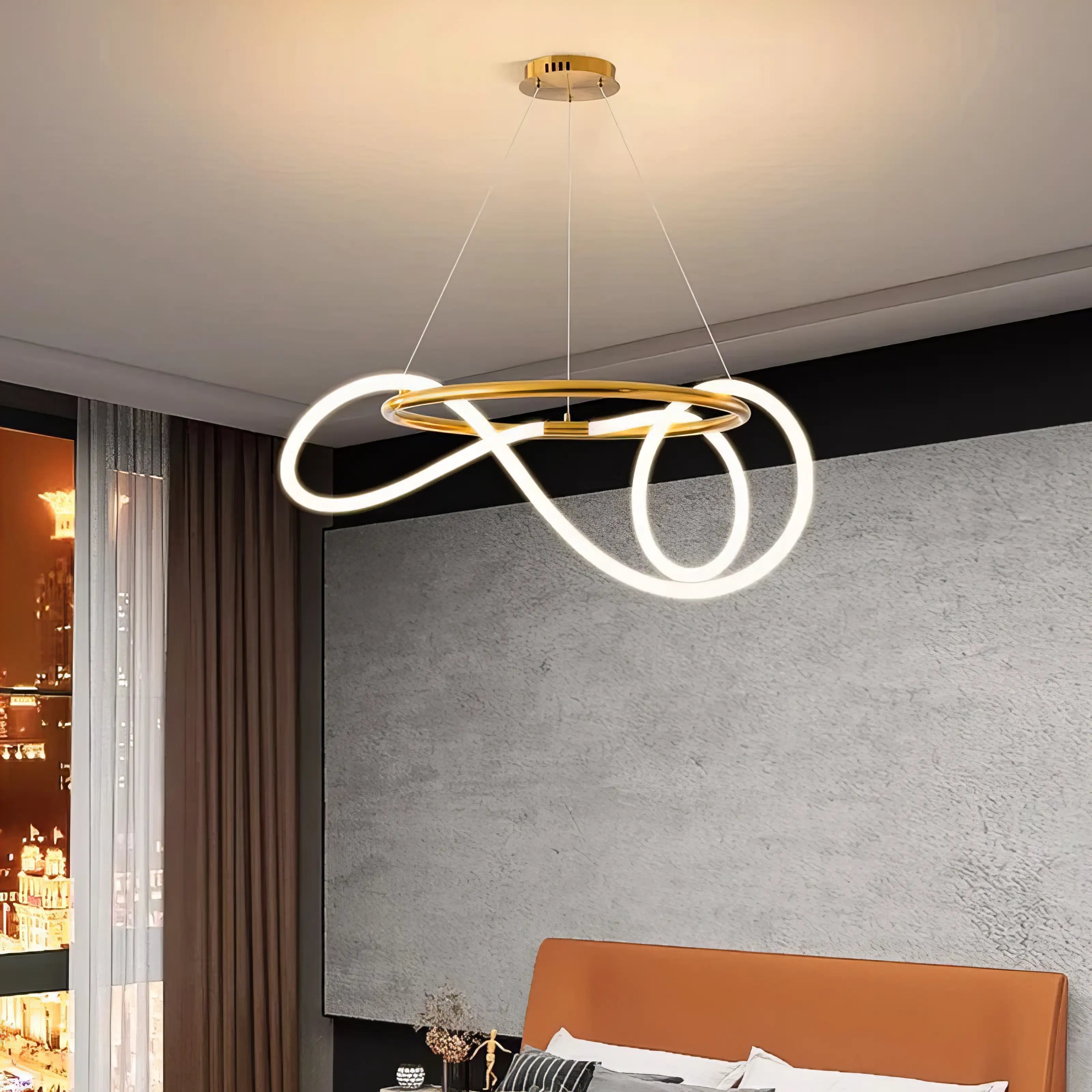 Jenny - Modern Gold Hanging LED Strip Round Ceiling Chandelier