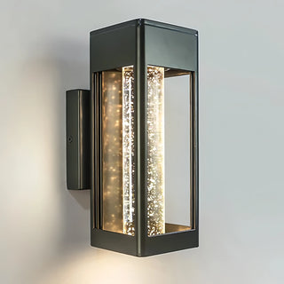 Holland - Black Caged Crystal Bubble Glass Outdoor Wall Light