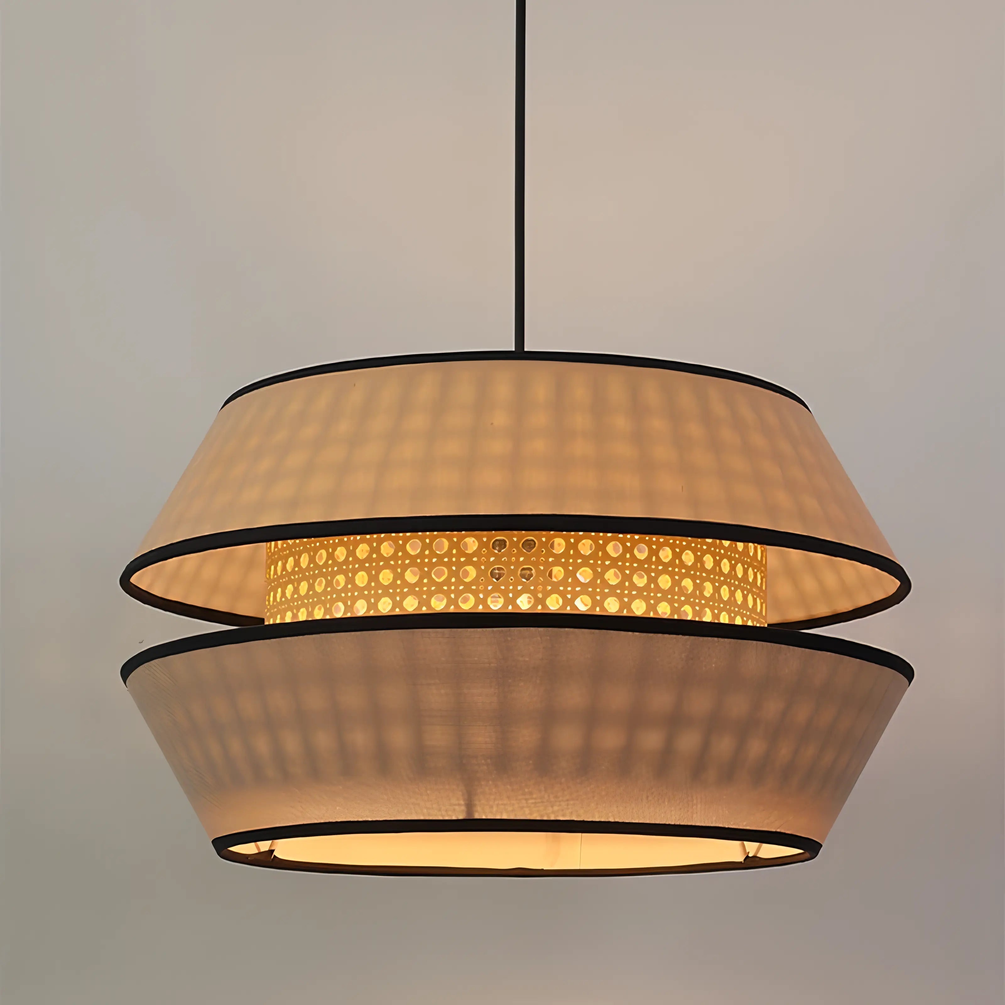 Heredia - Handmade Fabric Wicker Round Pendant Ceiling Light