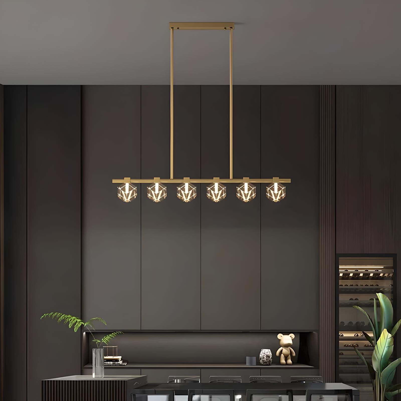 Jelena - Modern Line Crystal Glass Gold Ceiling Light Chandelier