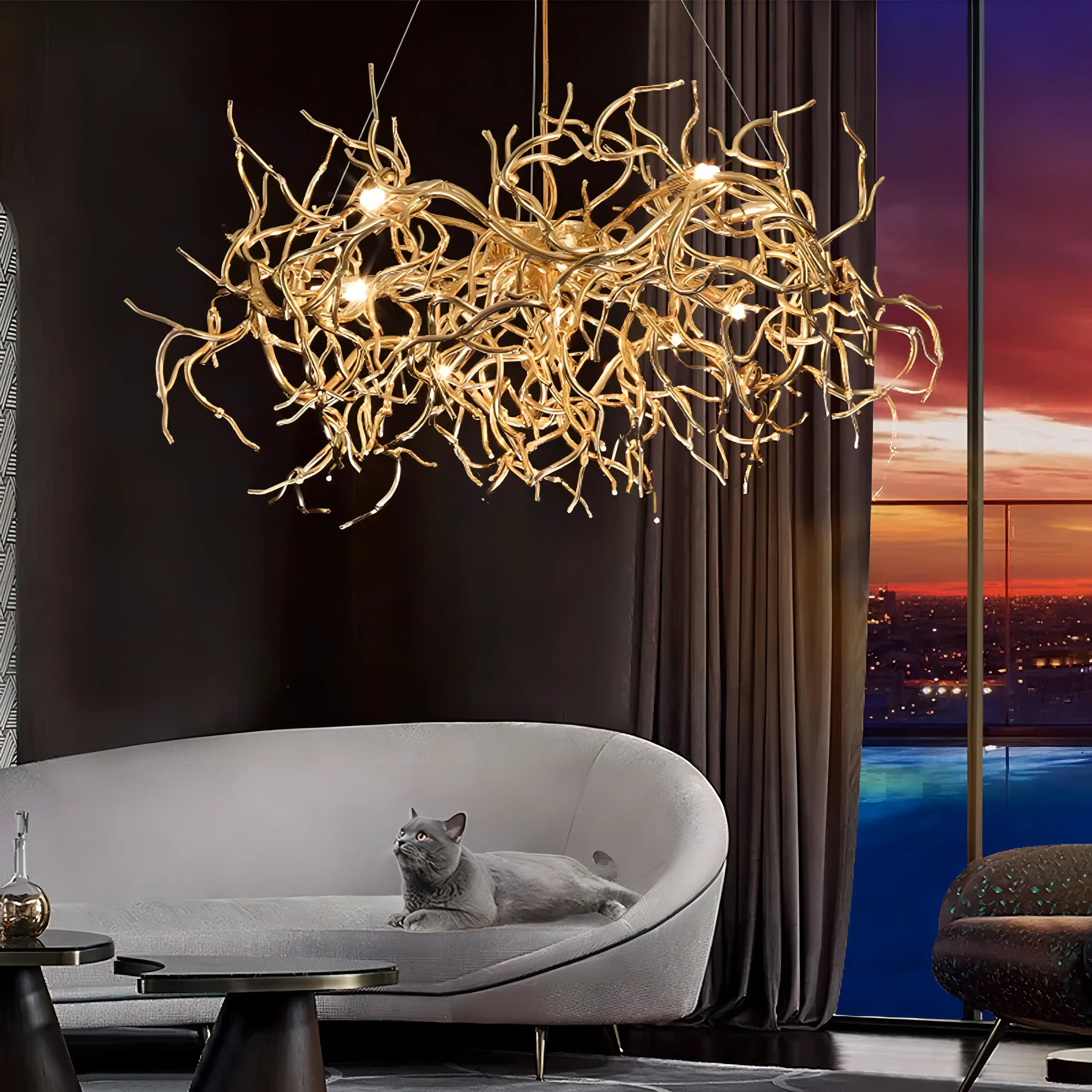 Evelyn - Modern Gold Branch Hanging Chandelier