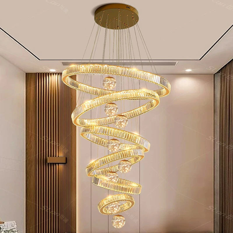 Patric - Crystal Round Tiered Gold Ceiling Chandelier