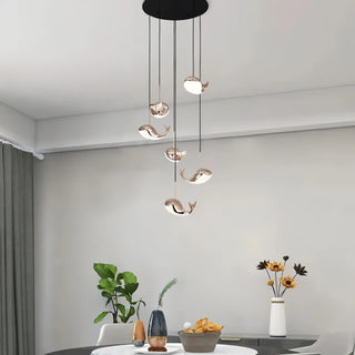 Beluga - Hanging Gold Whale Shaped Pendant Ceiling Light Chandelier