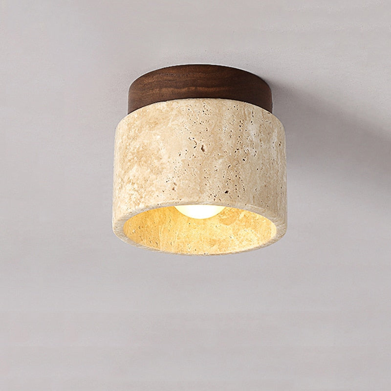 CHUSI - Yellow Stone Wood Ceiling/Wall Light