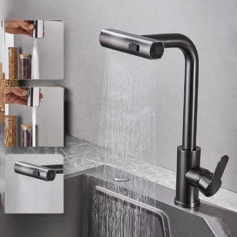Savana - Pull Out Rotatable Waterfall Stream Sprayer Single Handle Kitchen Tap