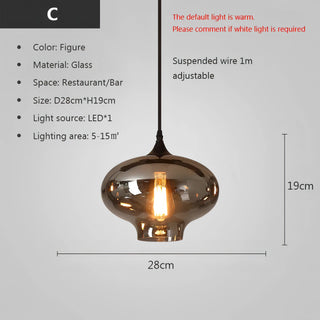 Filomena - Nordic Smoke Grey Glass Hanging Pendant Ceiling Light