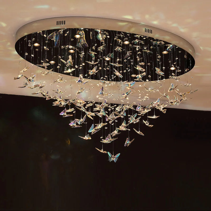 Emmaline - Blue Crystal Glass Hanging Ceiling Chandelier