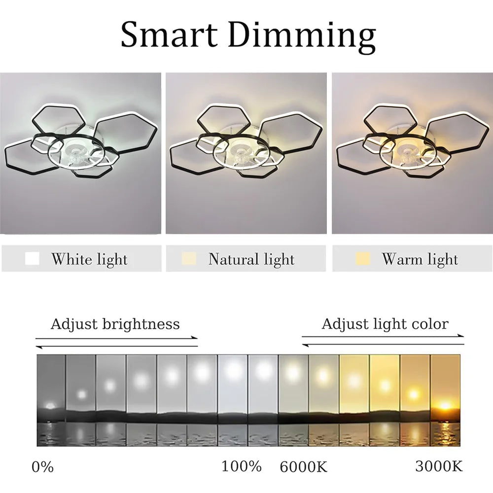 Genaro - Modern Hexagonal 6 Speeds LED Ceiling Fan with Remote Control