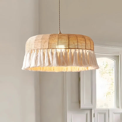 Juwan - Wicker Hand-Knitted Round Tassel Ceiling Light