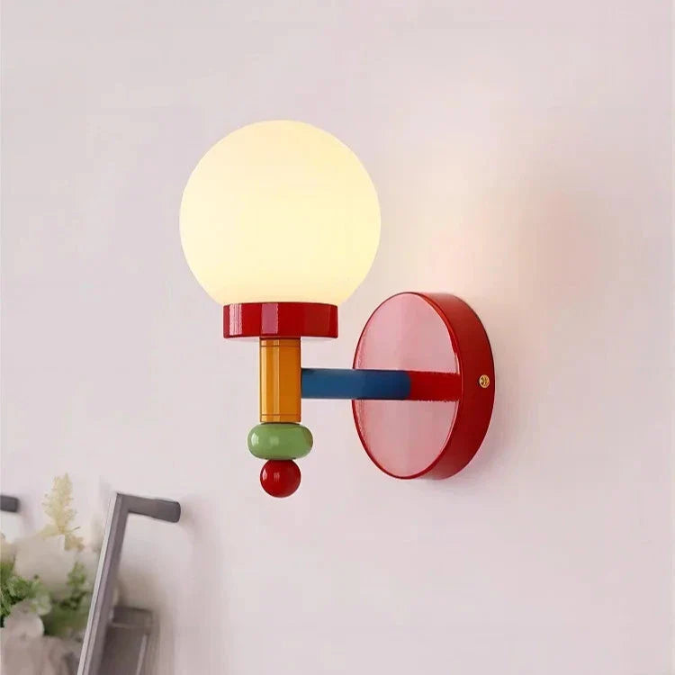 Niccola - Modern Retro Multi Shade Red Curved Arm Wall Light