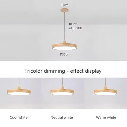 Dulce - Modern Thin Round Wooden Hanging Pendant Ceiling Light