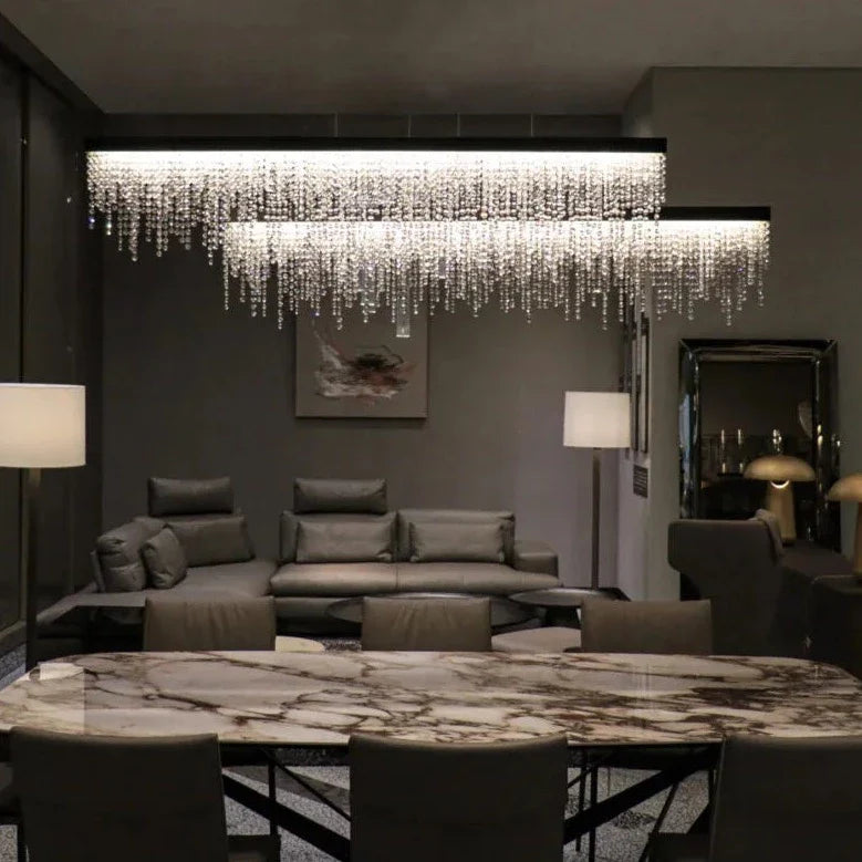 Garner - Modern Crystal Glass Long Hanging Chandelier