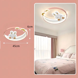 Lindsay - Round Bunny with Cloud Children's Room Ceiling Light
