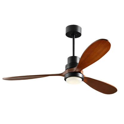 Brett - Modern Ceiling Fan with Dark Wood Blades and LED Light