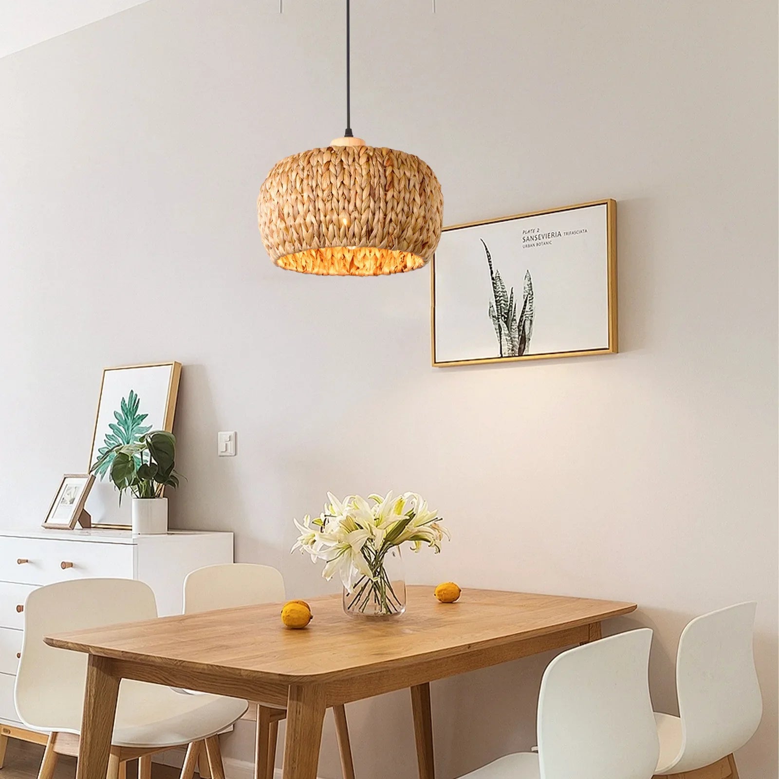 Rolando - Natural Bamboo Rattan Woven LED Hanging Pendant Ceiling Light