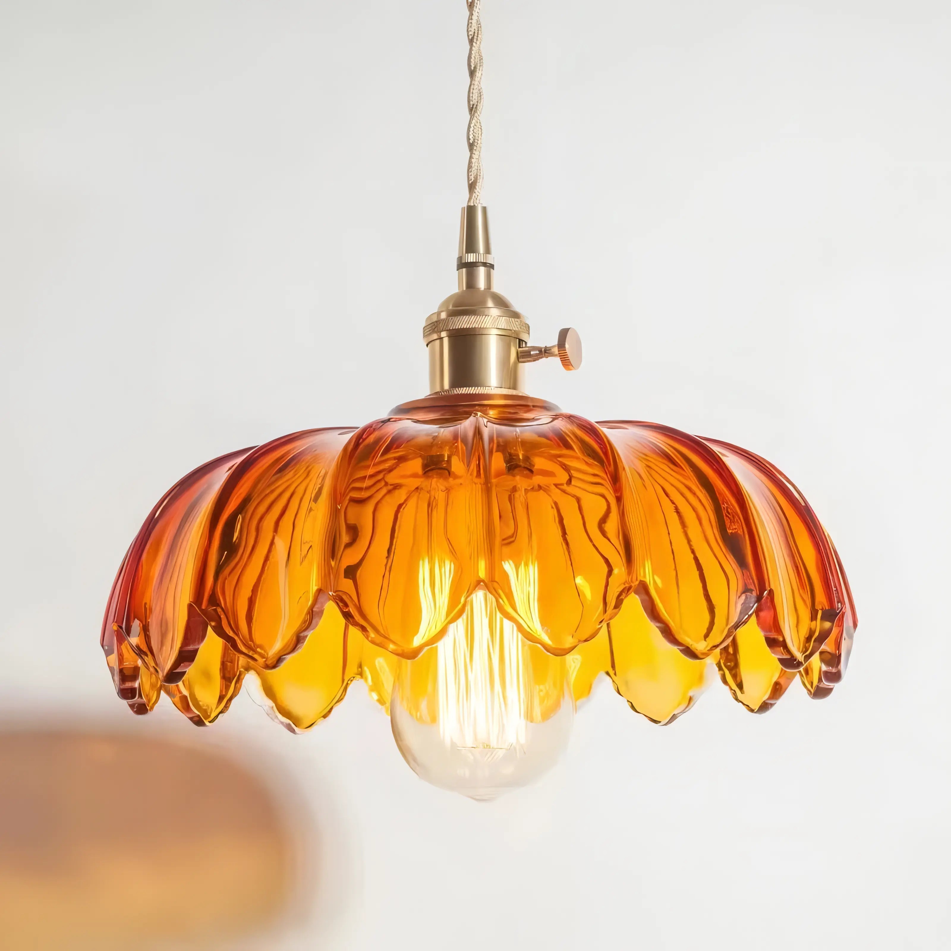 Randi - Vintage Coloured Glass Flower Hanging Pendant Ceiling Light